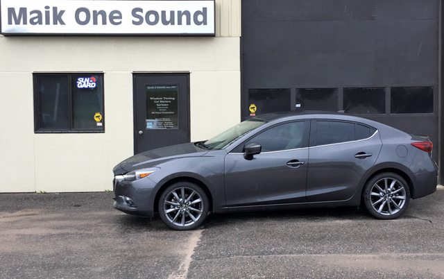 2018 Mazda3 with professional window tint in North Bay
